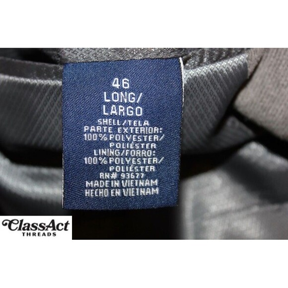 Stafford 3-Button Sport Coat Suede Blazer Jacket Mens Solid Gray 46L - Picture 8 of 9